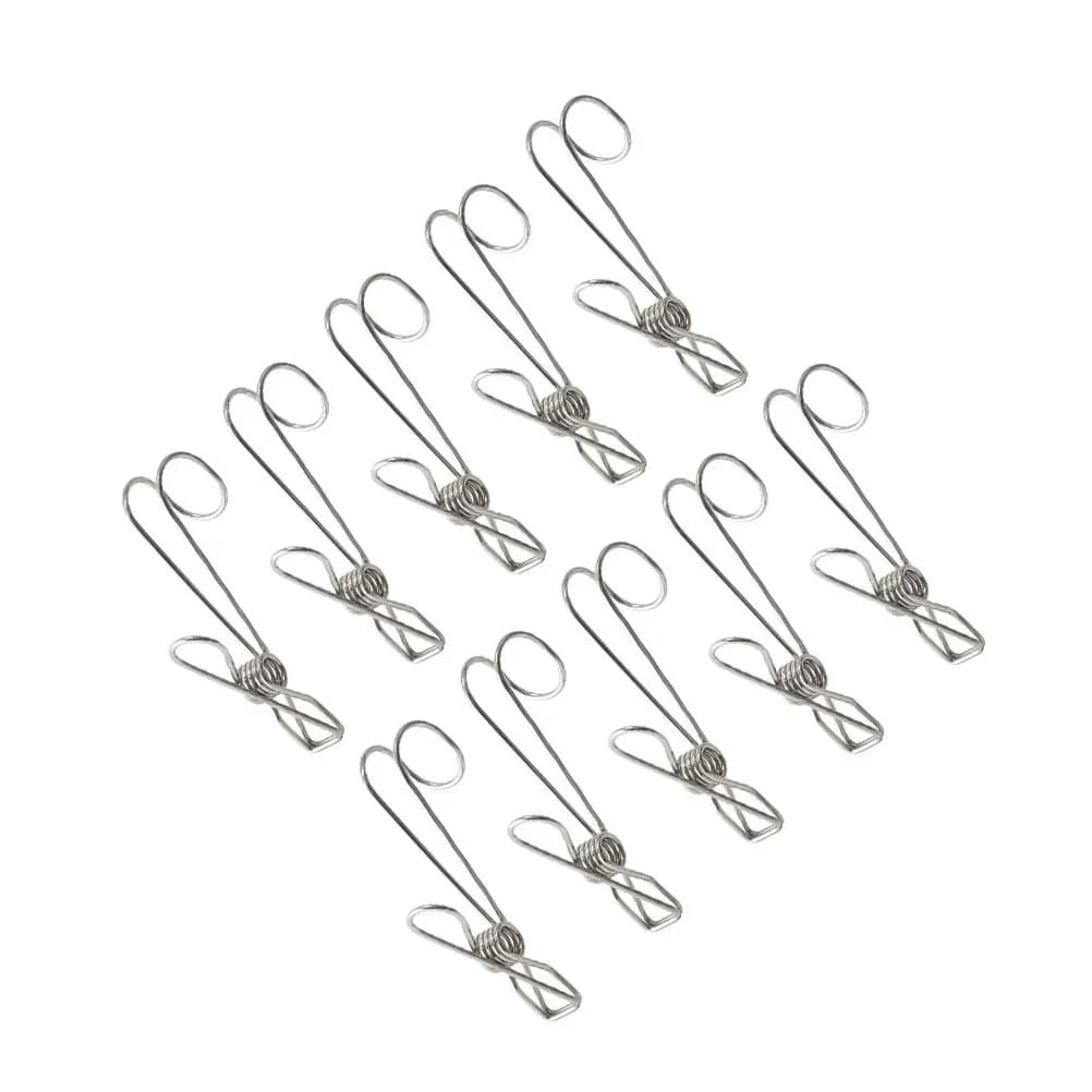 10Pcs Stainless Steel Clamps with Hook Multipurpose Hanging Clips for Clothes Drying Photos Curtains Laundry Backyard Kitchen