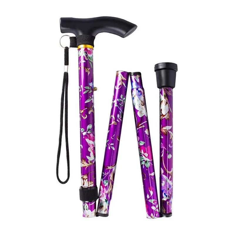 Walking poles for women older men lightweight folding telescopic 93 cm adjustable floral folding in metal barrel climbing hiking