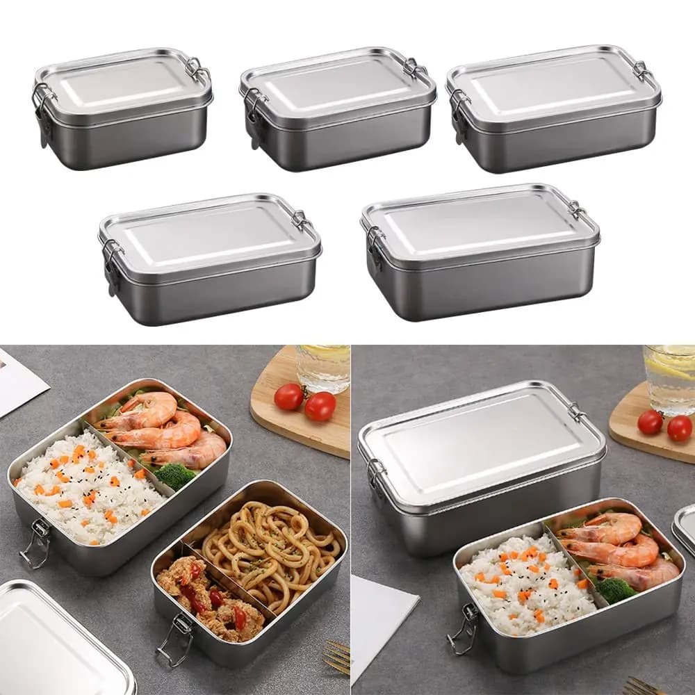 Durable Stainless Steel Bento Box Square Leakproof Lunch Container Large Capacity with Lid Food Storage Container Outdoor