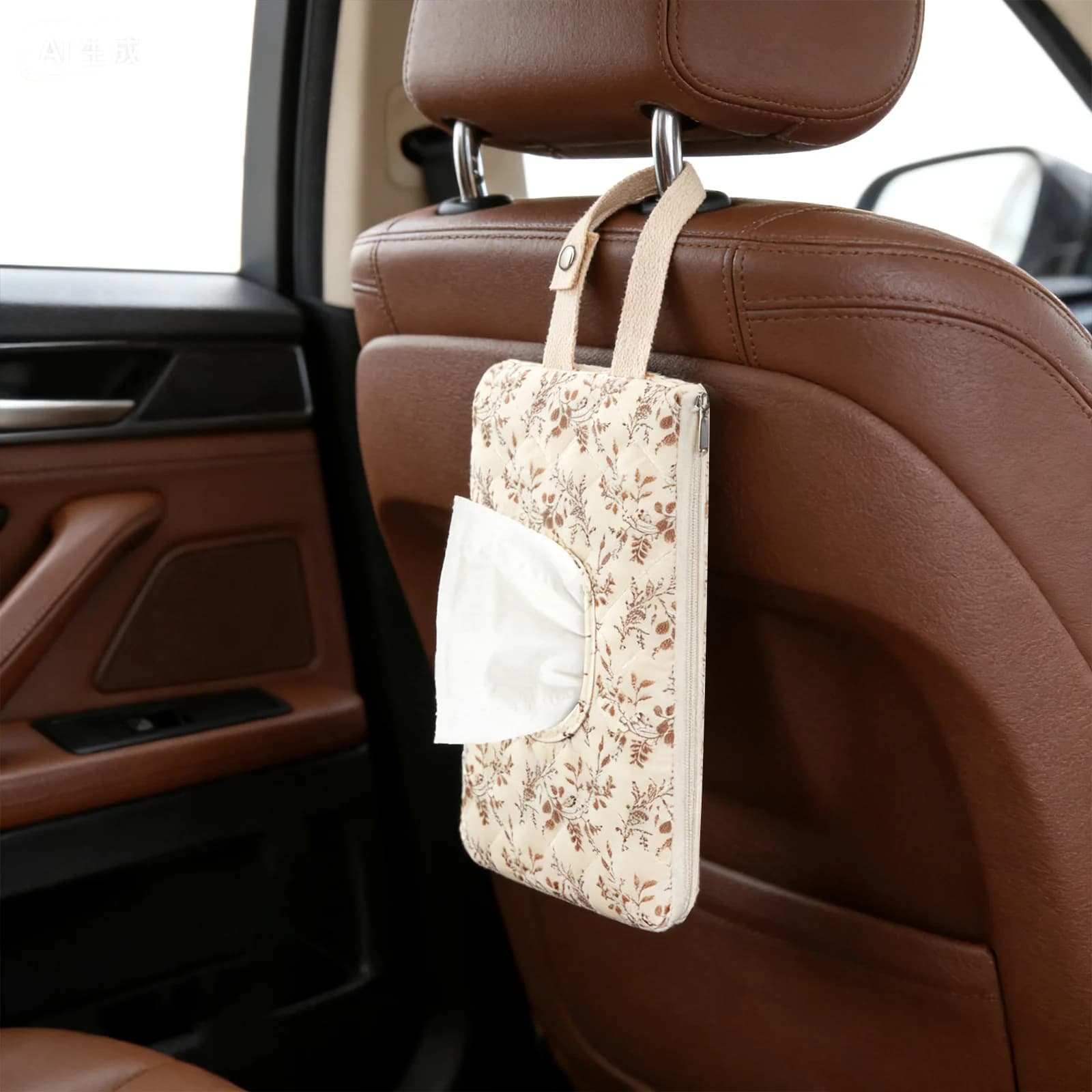 1PC Porta fazzoletti floreale trapuntato in stile rustico, portatile, per auto, casa, ufficio, bagno, soggiorno, decorazione
