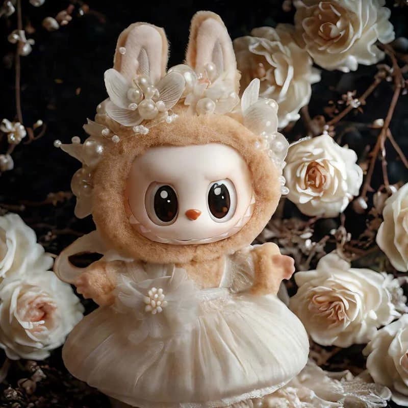 Per 17 cm Labubu Vestiti Bambola Abito da sposa Decorazione Gonna Abito Postura seduta e in piedi V1v3 Accessorio Regali per ragazza Nessuna bambola