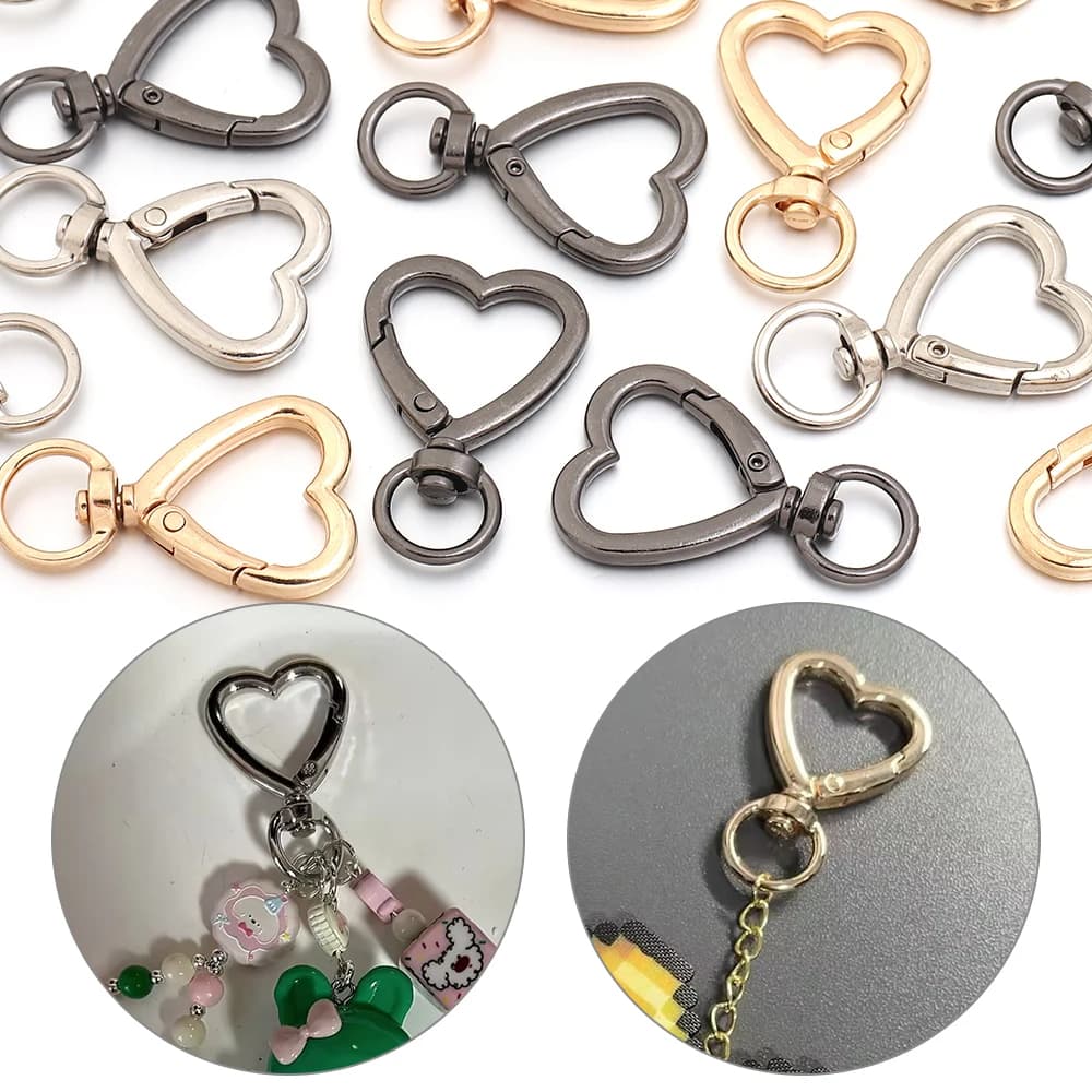 5-10pcs Alloy Heart Lobster Claw Clasps Swivel Lanyards Trigger Snap Hooks Strap for Jewelry Making DIY Bags Keychain Key Rings