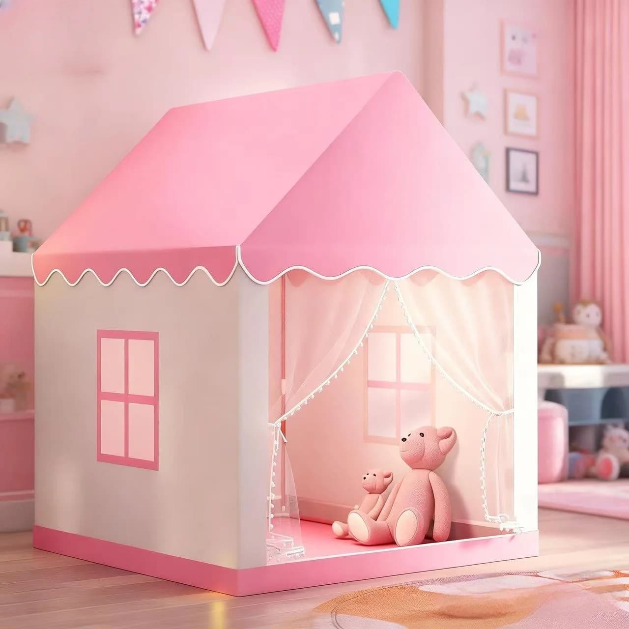 Tenda Castello delle Principesse, Spazio Segreto per Bambini e Bambine, Tenda da Gioco Portatile per Bambini, Casa Giocattolo per Giochi di Ruolo, Decorazione per Feste di Compleanno/Natale/Ringraziamento/Halloween, Regalo per le Feste, Accessori e Luci Non Inclusi