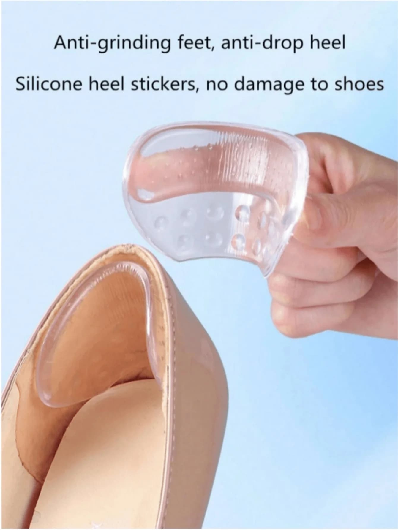 1 paio di impugnature per tacchi adesivi per tallone in silicone per donna uomo antiscivolo cuscini per tallone inserti antiscivolo cuscinetti protezione per la cura del tallone del piede