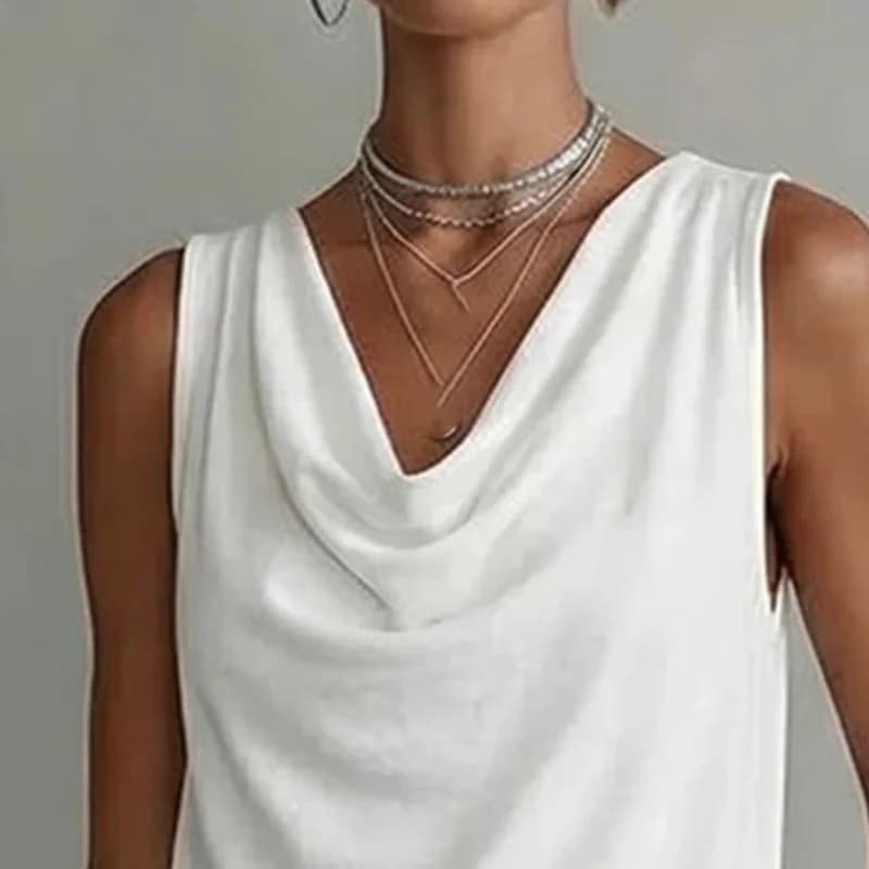 Abito tinta unita da donna senza maniche, stile semplice, mini abito canotta casual per viaggi e vacanze, con tasche