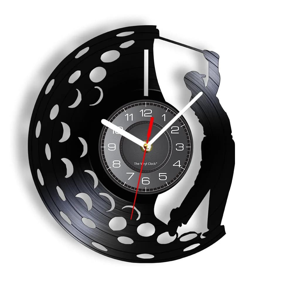 Golfer Wall Clock Sports Golf Club Vinyl Record Wall Clock Golf Gifts For Him Golf Fan Golf Player Silhouette Decorative Clock