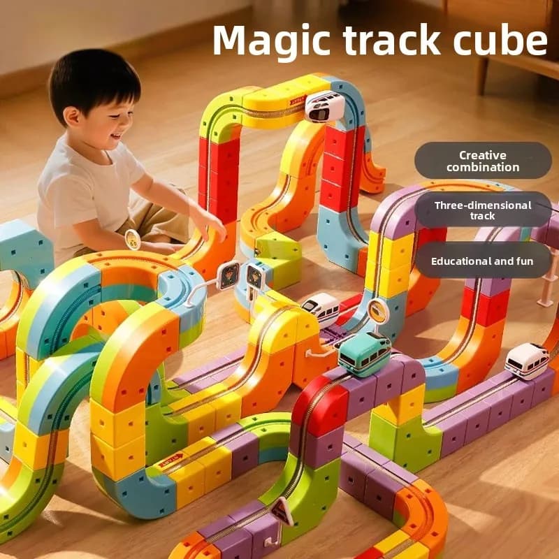Bambini Magnetico Rail Car Cube Giocattoli Giocattolo educativo Blocchi di costruzione fai-da-te Pista magica Treno Labirinto di gravità Giocattolo Regali di Natale