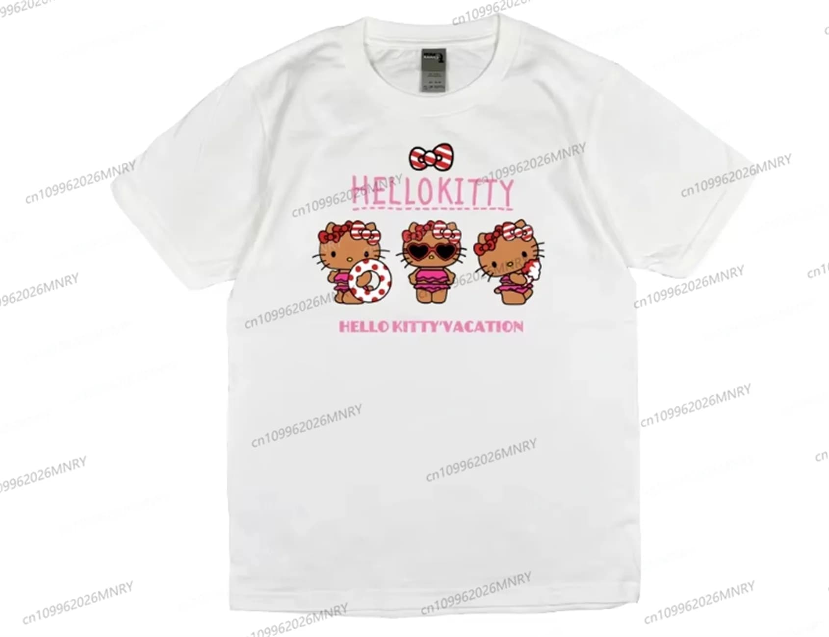 Nuova T-shirt con stampa cartoon Sanrio Hello Kitty, a maniche corte, semplice, per uomo e donna, abbigliamento di tendenza.