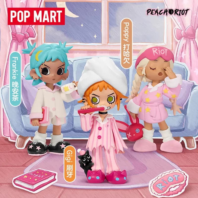POP MART Lil Peach Riot Serie SLEEPOVER Blind Box, Giocattoli Kawaii, Action Figure Anime, Scatola Misteriosa, Bambole Sorpresa, Regalo per Ragazze