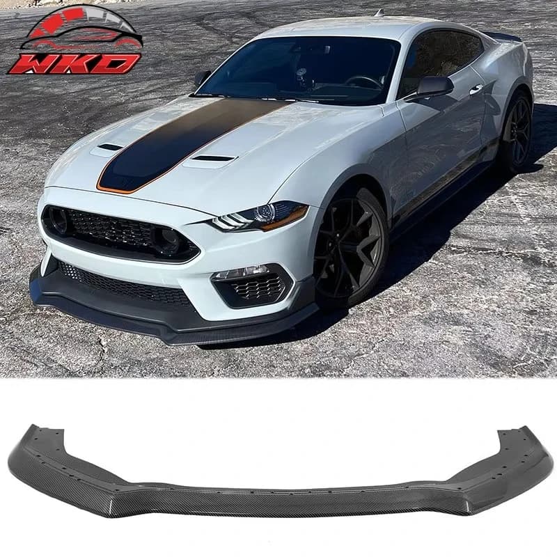 Front Bumper Lip For Mustang 2021-2023 Mach 1 Handling Package Carbon Fiber Print Diffuser Chin Guard Protector
