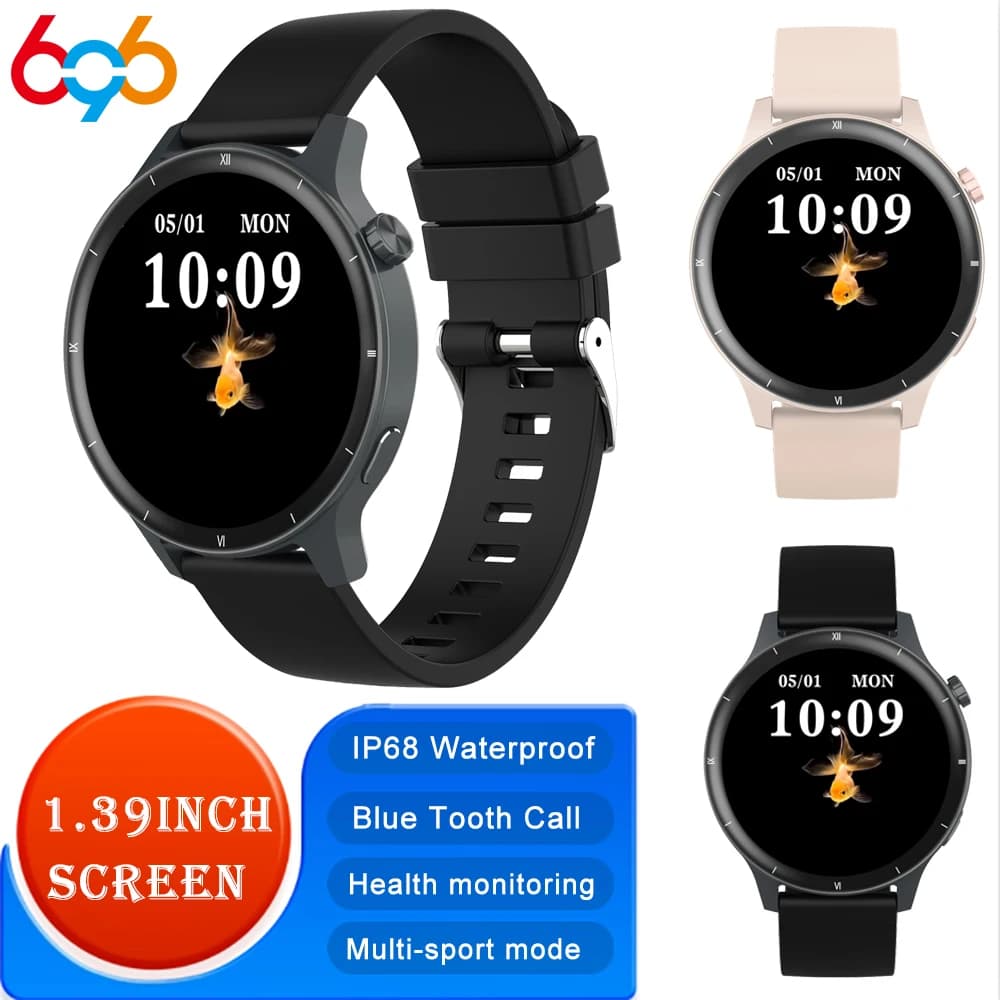 Orologio Orologi intelligenti di lusso Sport Fitness Lady Assistente vocale Chiamata dente blu Orologio dinamico 3D Face IP68 Smartwatch impermeabile