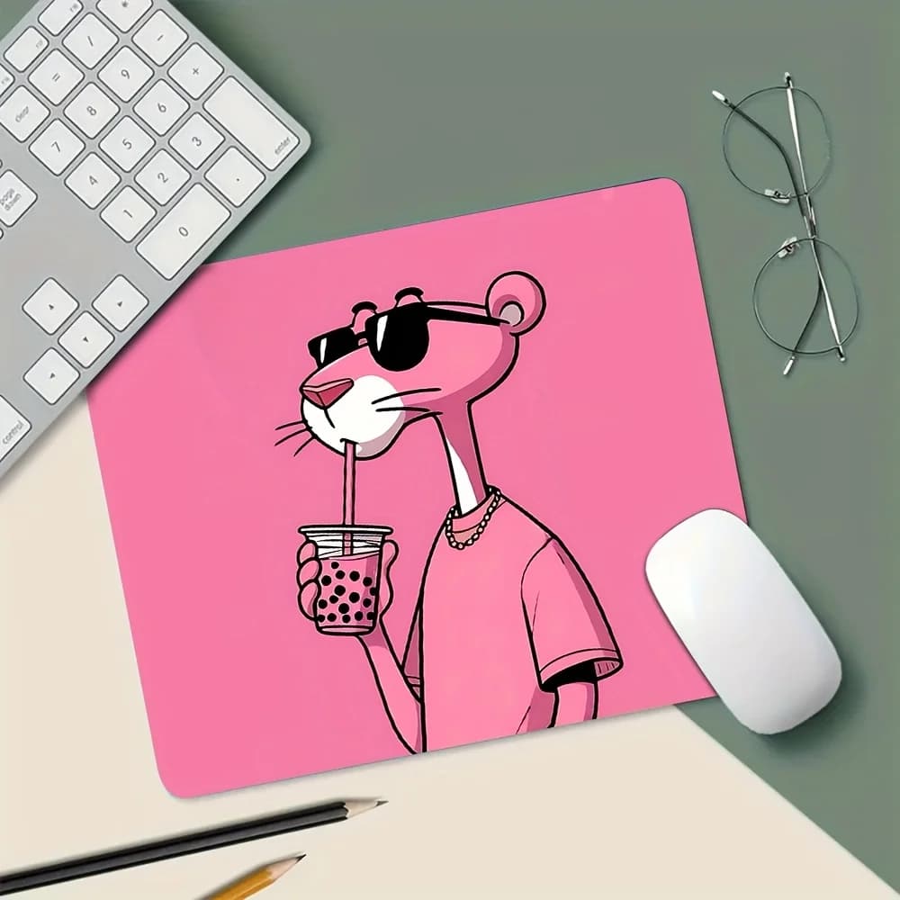 Tappetino per mouse antiscivolo con simpatico leopardo rosa - Divertente tappetino da scrivania, tappetino per computer con base in gomma resistente per ufficio, giochi, casa