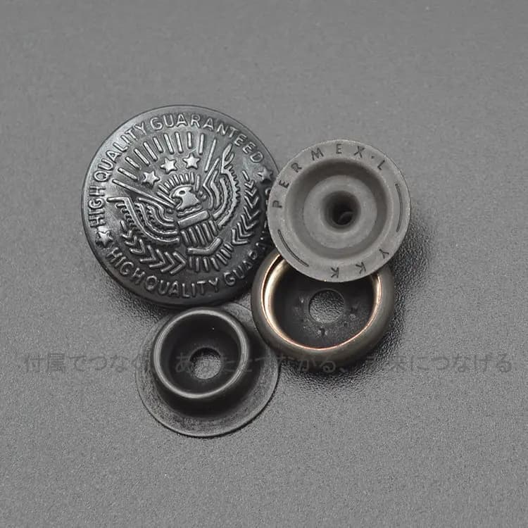 YKK Four-in-one Button Black 20mm Large Size Snap Retro Flower Clothing Button Leather Jacket Decoration