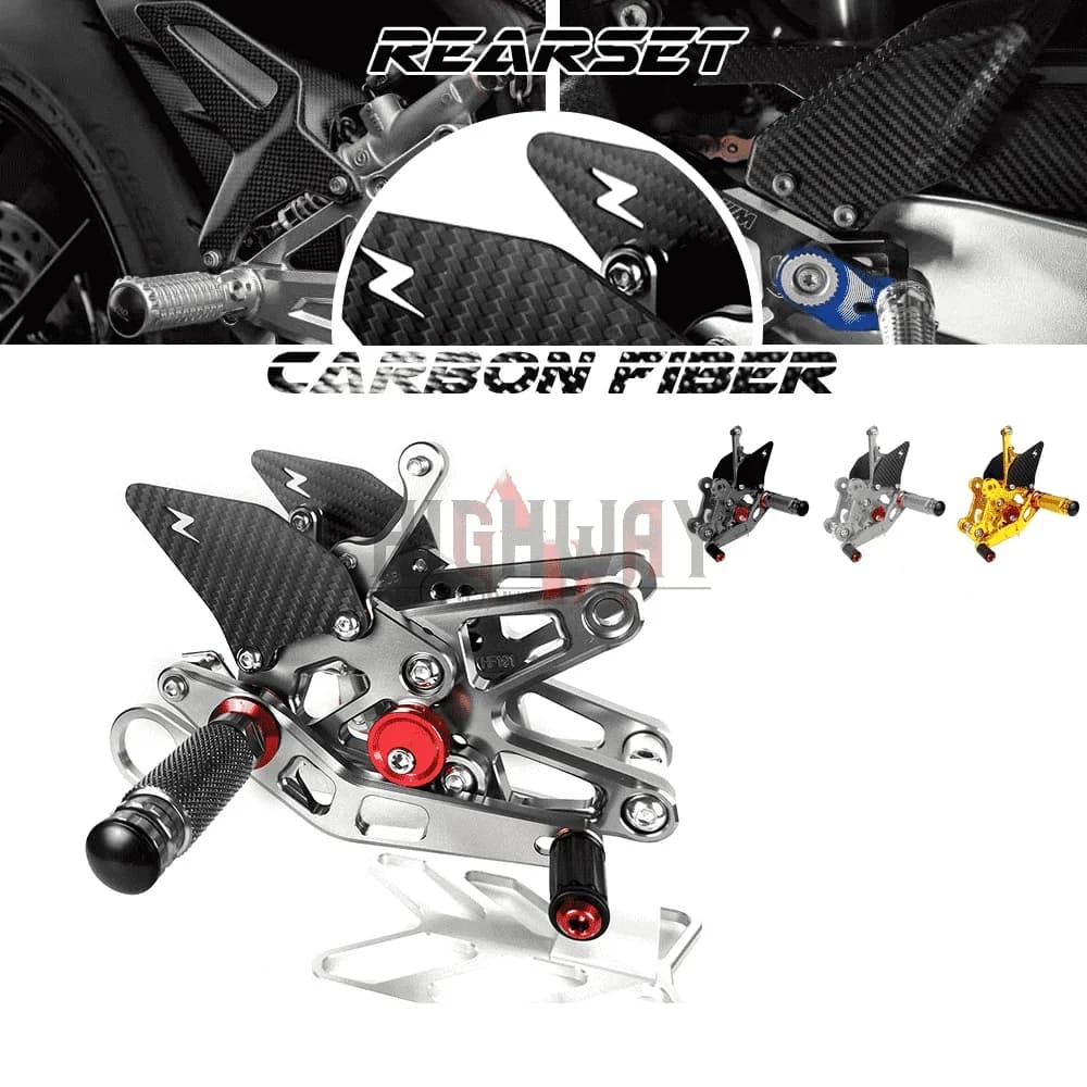 Set Poggiapiedi Posteriori Regolabili in CNC e Fibra di Carbonio per Moto BMW S1000RR S1000R S1000 R/RR 2009-2014 Nuovo Modello
