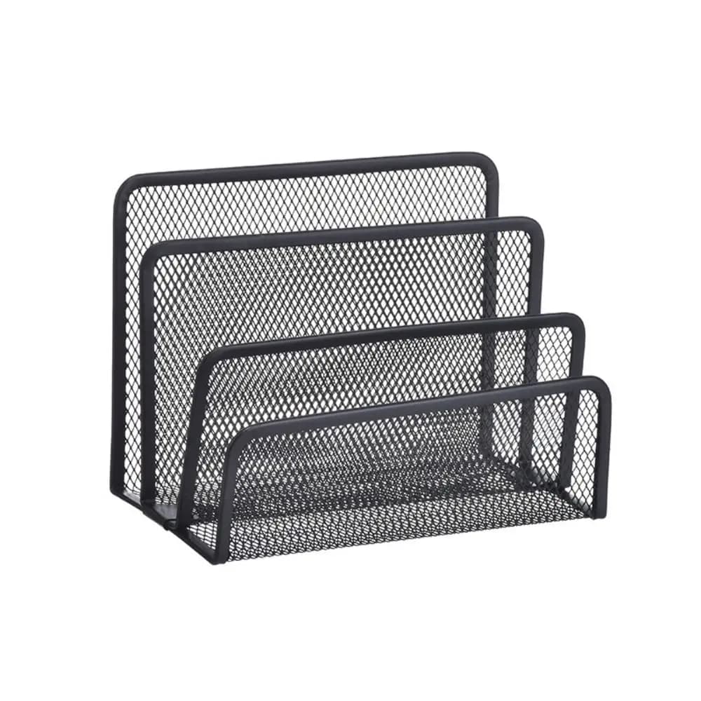 Simple Metal Table File Rack Mesh Three Layers Mail Holder Magazine Organizer School Office