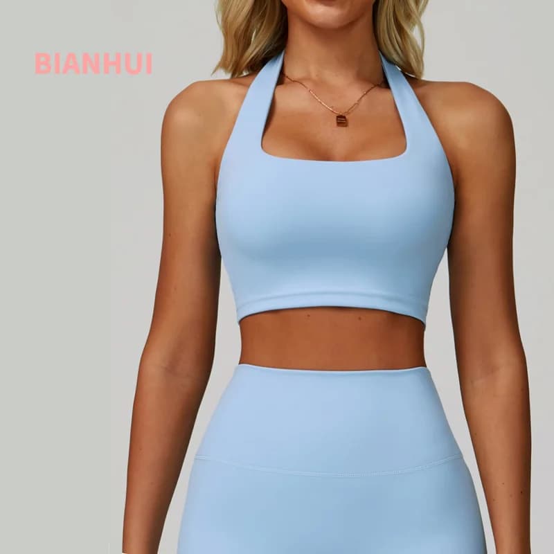 BIANHUI Beauty Back Halter Intimo sportivo da corsa Reggiseno da allenamento ad asciugatura rapida con sensazione di nudo Gilet da yoga push-up antiurto per le donne