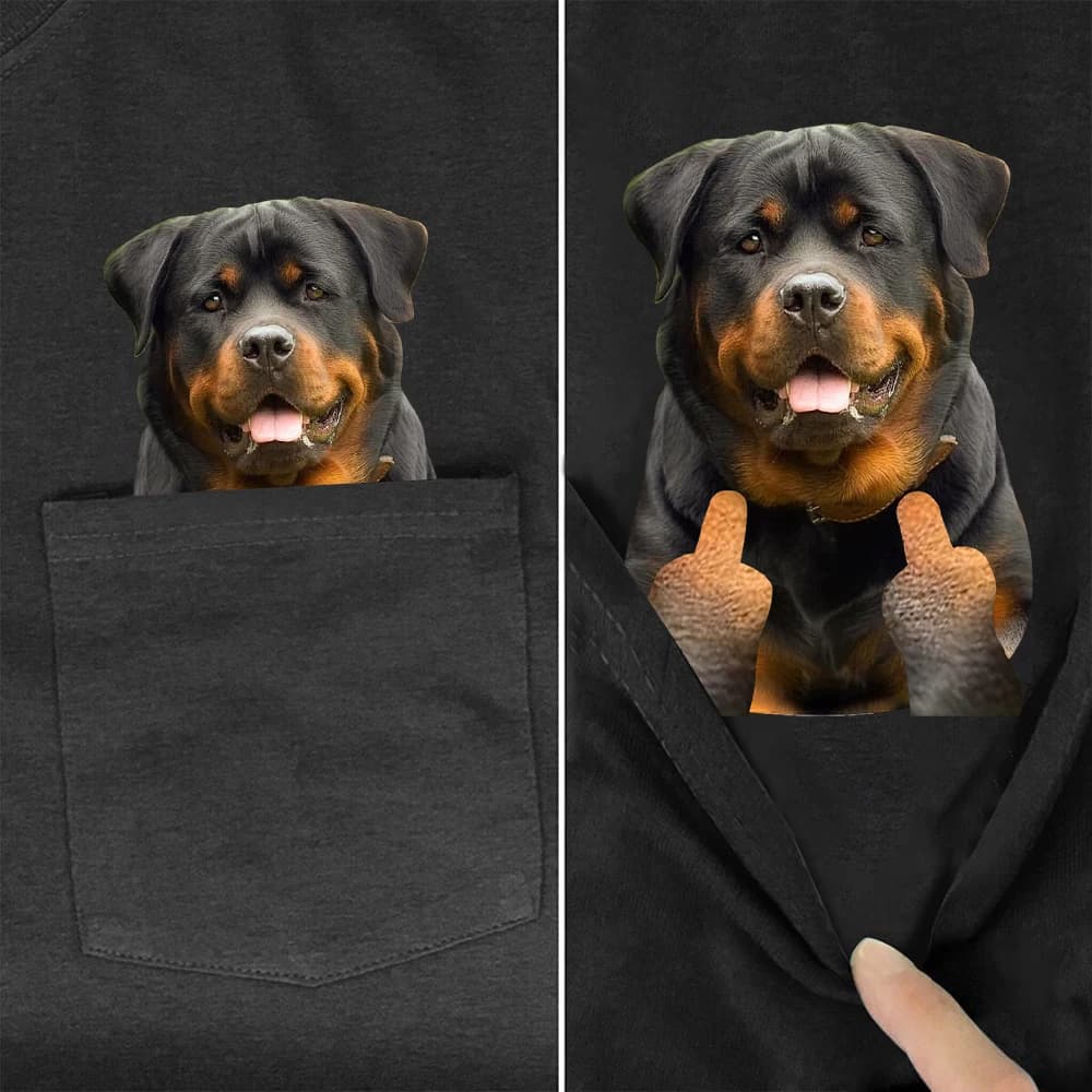 CLOOCL Rottweiler T-shirt Cani divertenti Doppia tasca con dito centrale T-shirt in cotone Estate Abbigliamento donna Camicie a maniche corte