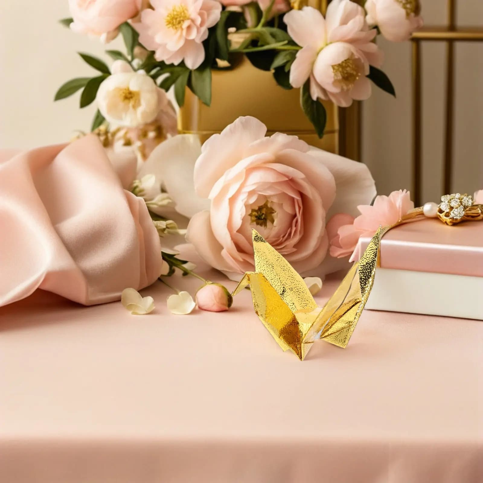 30Pcs Gold Origami Cranes Pre-Folded Paper Crane Hanging Mobile for Wedding Baby Shower Nursery Decor Japanese Lucky Wishing