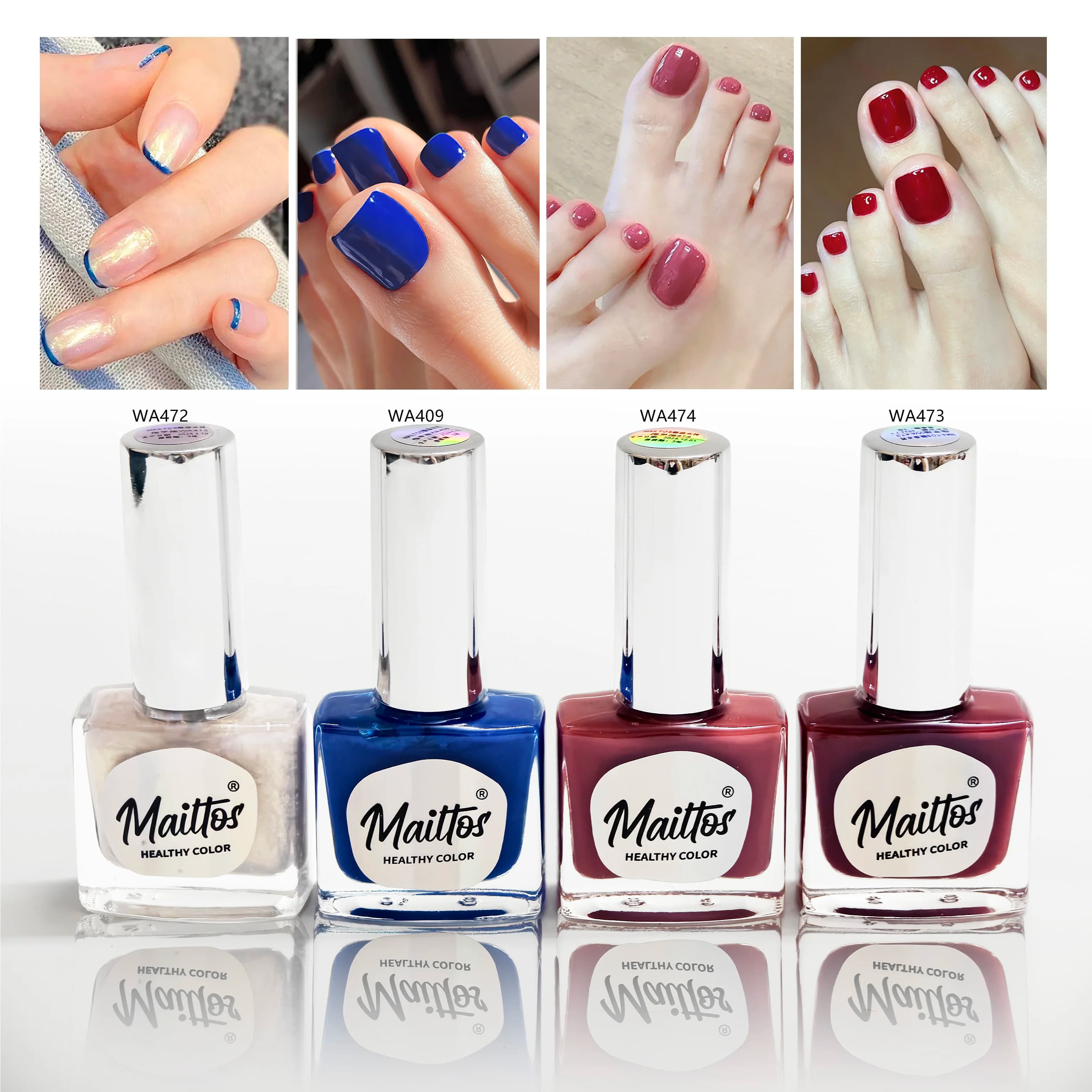 12mlx4 [409/472/474/475] Bianco Shell, Blu Klein, Rosso, Smalto per unghie a base d'acqua, Inodore, si asciuga rapidamente, Non necessita di lampada, facile da rimuovere