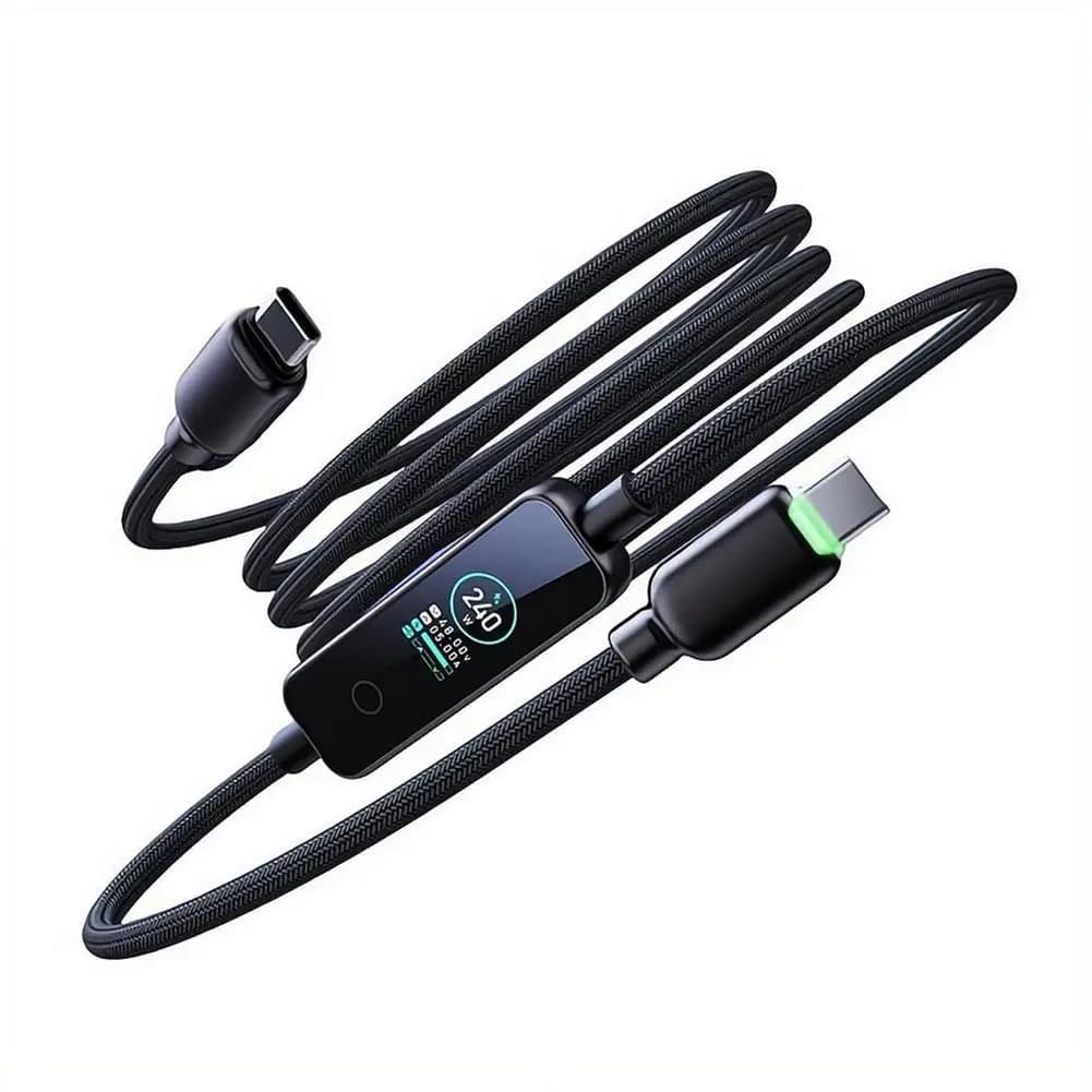240W Fast Charging USB C To C Cable with Digital Dispaly Screen PD3.1 Dual TypeC Data Cable for IPhone Xiaomi Macbook IPad