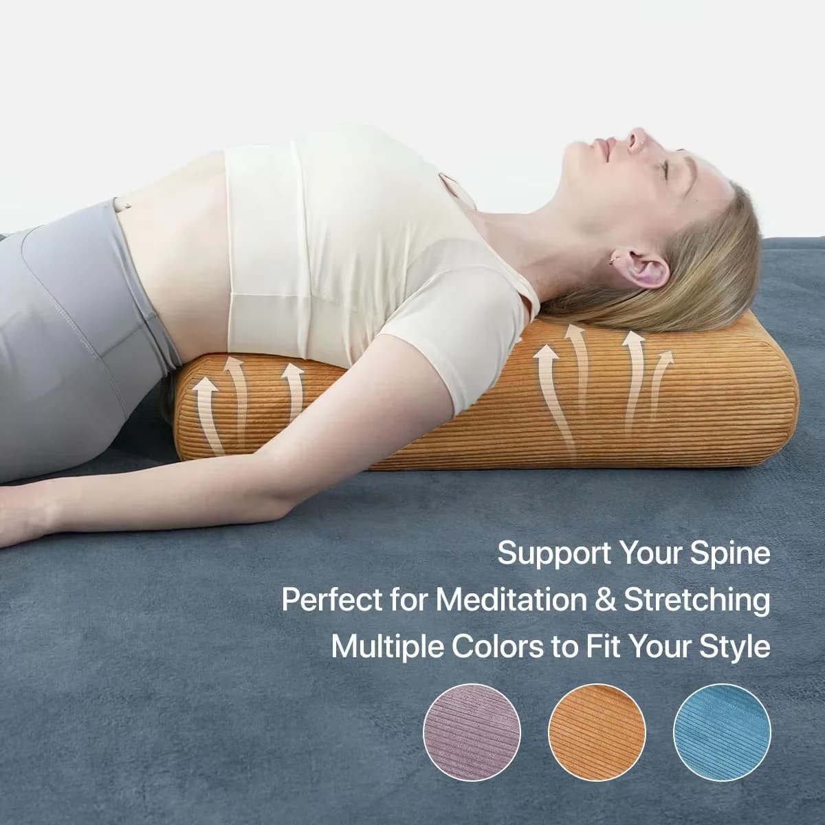 Corduroy Rectangular Yoga Bolster,Meditation Support Cushion,Restorative Pilates Pillow,Soft Firm for Neck Lumbar Leg