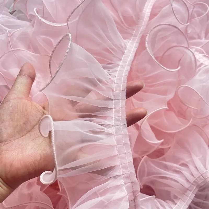 20 Iarde di Nastro in Organza Plissettata, Passamaneria in Pizzo, Applicazioni in Tessuto, Volant Pieghevoli per Abiti, Forniture per Cucito Fai-da-Te, Larghezza 8 cm