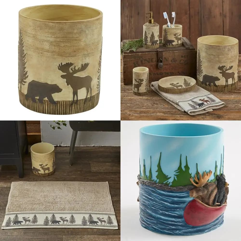Cestino per rifiuti beige con design della foresta nera: ecologico e durevole per uso domestico