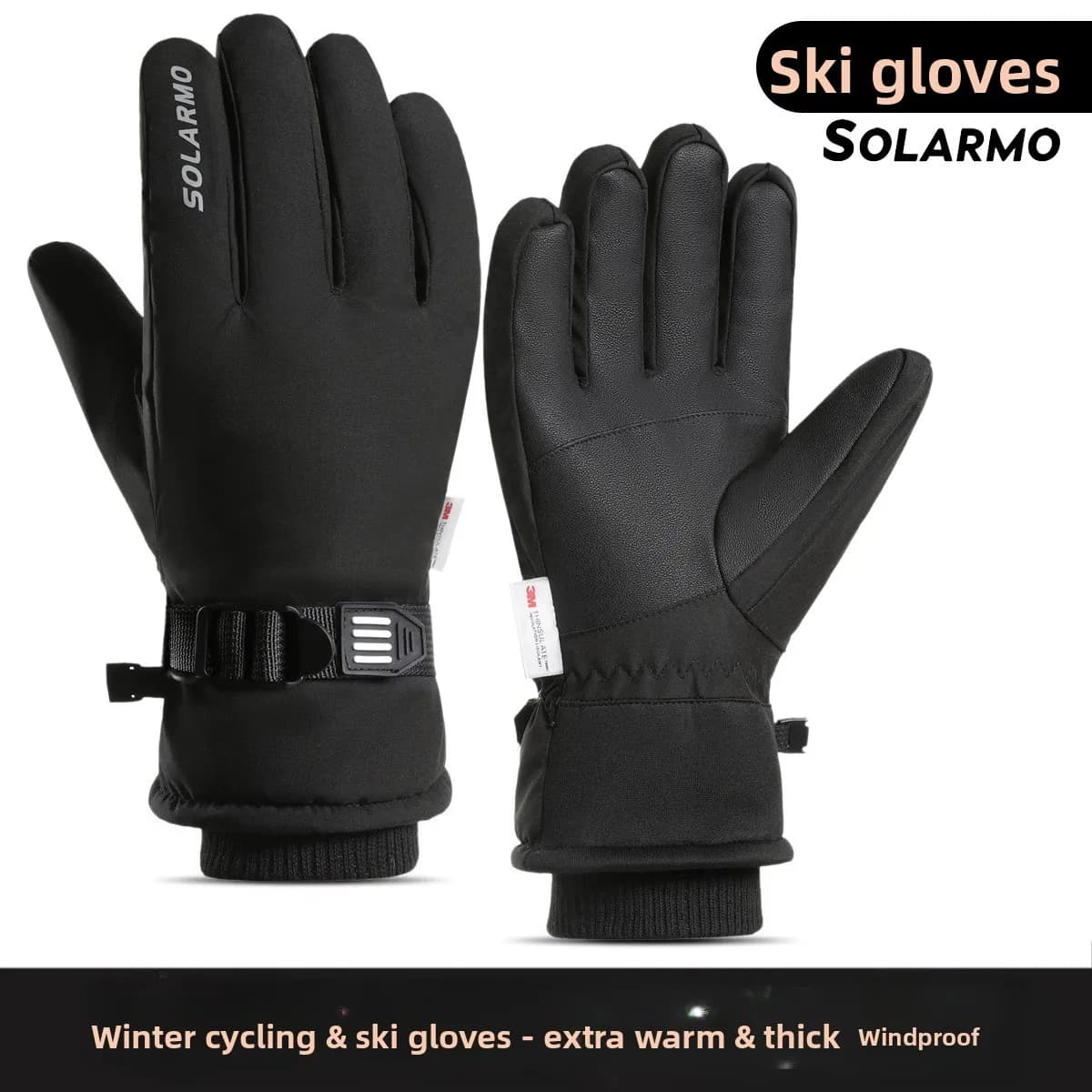Guanti da moto invernali Foderati in pile termico Guanti da ciclismo da donna da uomo Guanti da sci antiscivolo da esterno resistenti al freddo Calore