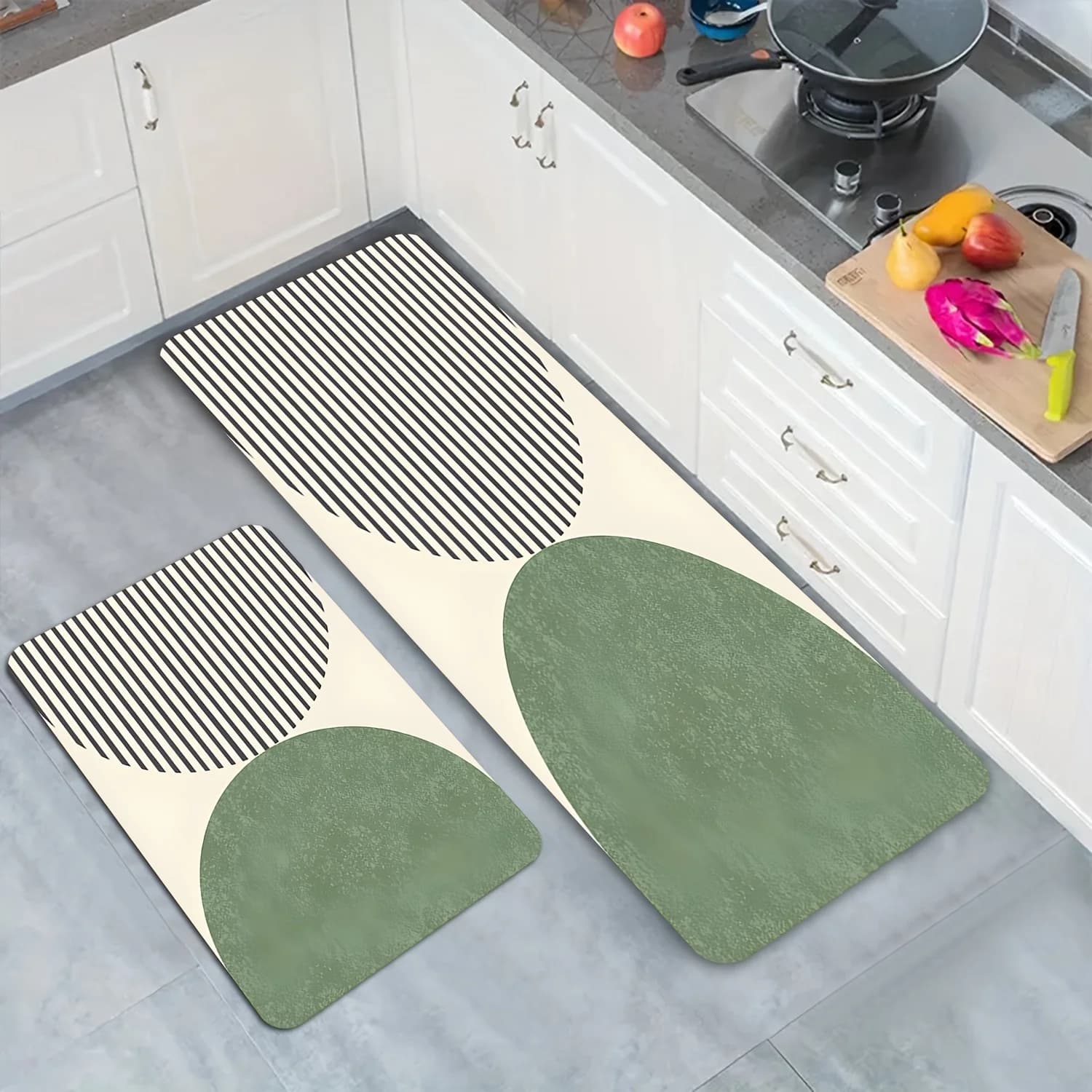 Tappeto da Cucina Moderno con Motivi Geometrici a Righe, Antiscivolo, Lavabile, per Ingresso, Soggiorno e Arredamento Casa