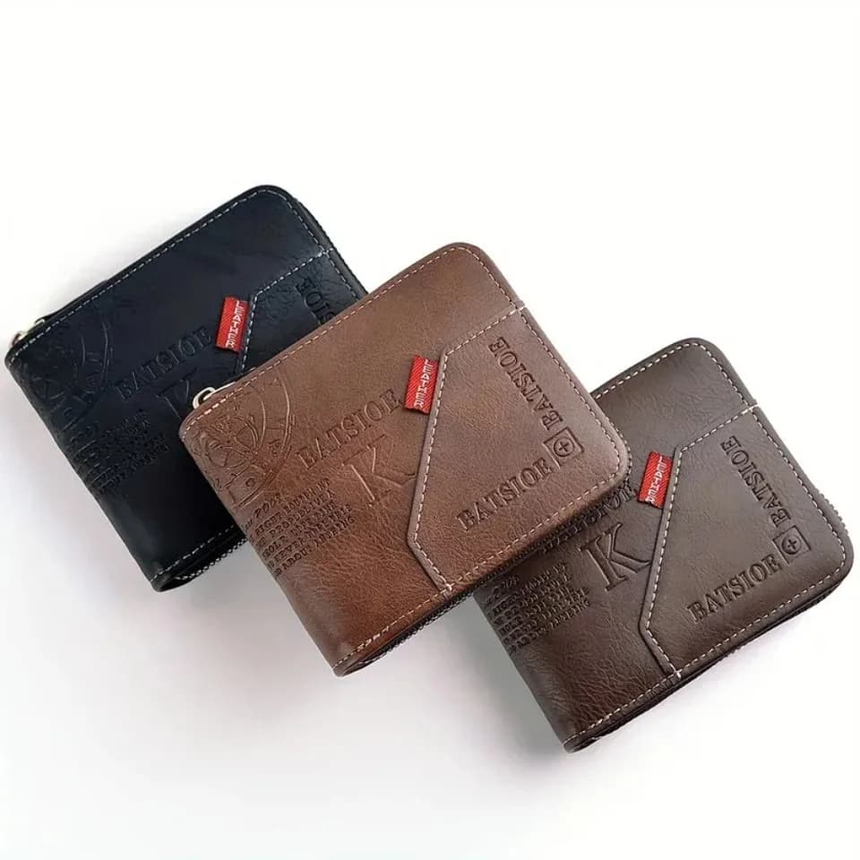 Men's Short Wallet Trendy in PU Leather Antique Effect With Pocket Card Holder, Style Retro Compact