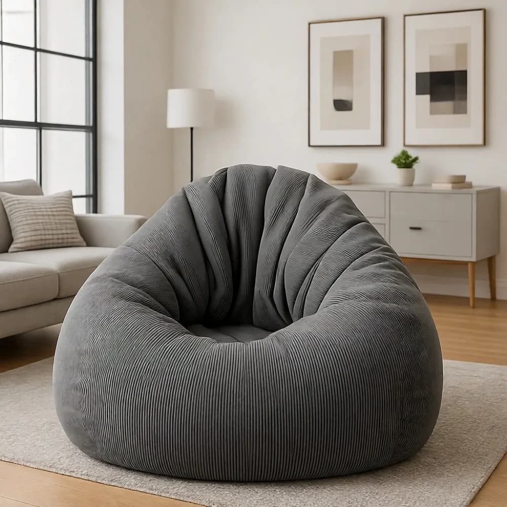 Poltrona Rotonda per Bambini con Imbottitura in Memory Foam, Divano per Lettura e Giochi, per Soggiorno e Camera da Letto