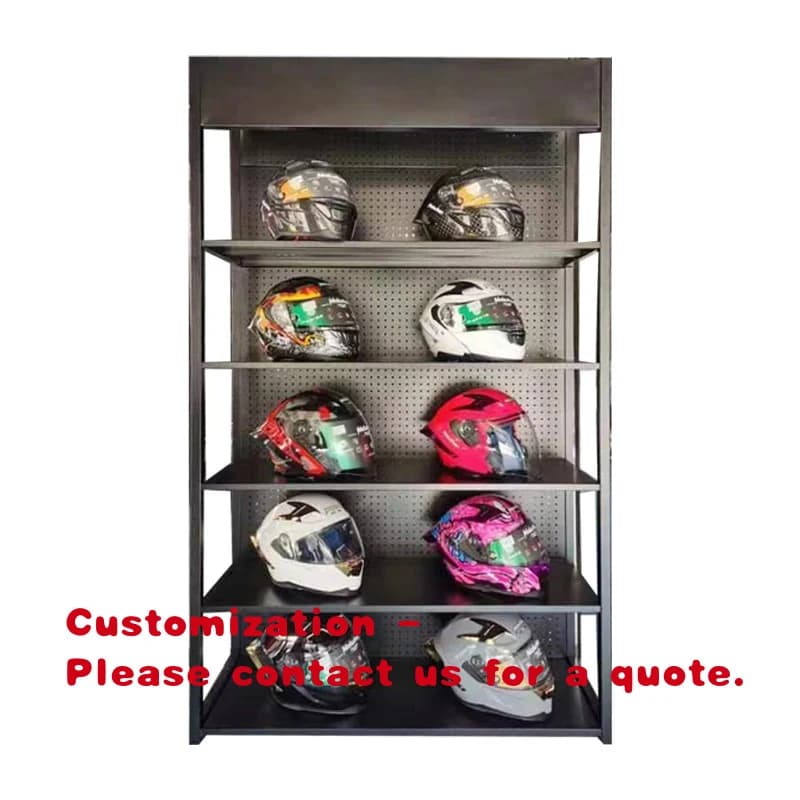 Espositore personalizzato moderno in metallo per caschi da bici, per la pubblicità di caschi da moto nei negozi al dettaglio