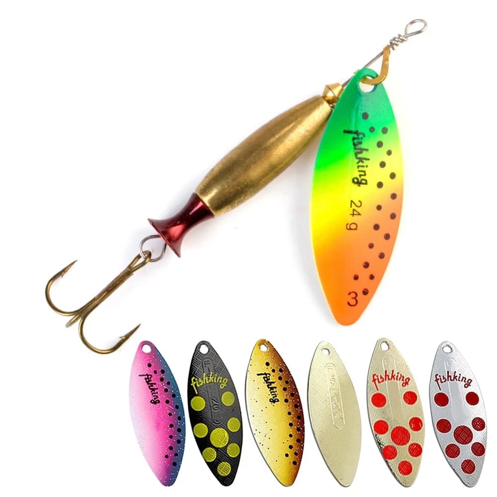Spinner Lure Bait Long Cast 18g 24g Esche a cucchiaio luccio Esca da pesca in metallo Bass Esca dura con ganci
