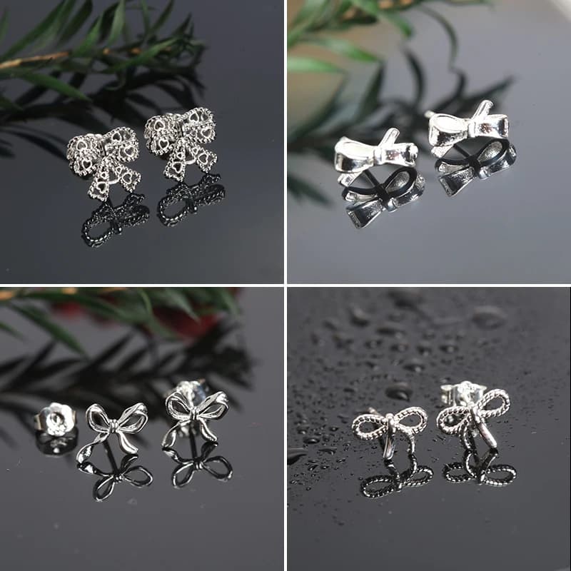 Earrings with exquisite woman's bow, jewelry with cute bow, delicate earrings with small bow, elegant jewelry for fine touch commuting