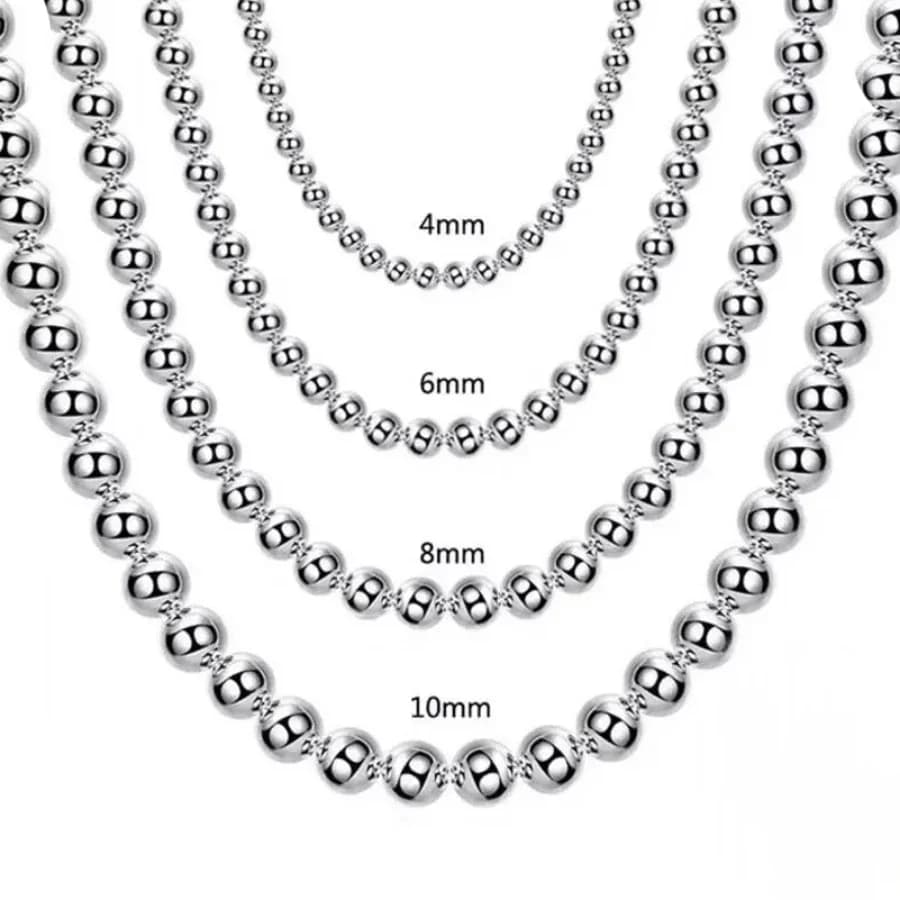 Hot y2k style Jewelry 925 Sterling Silver 4MM/6MM/8MM/10MM Smooth Beads Ball Chain Necklace For Women Men Fashion Holiday gifts