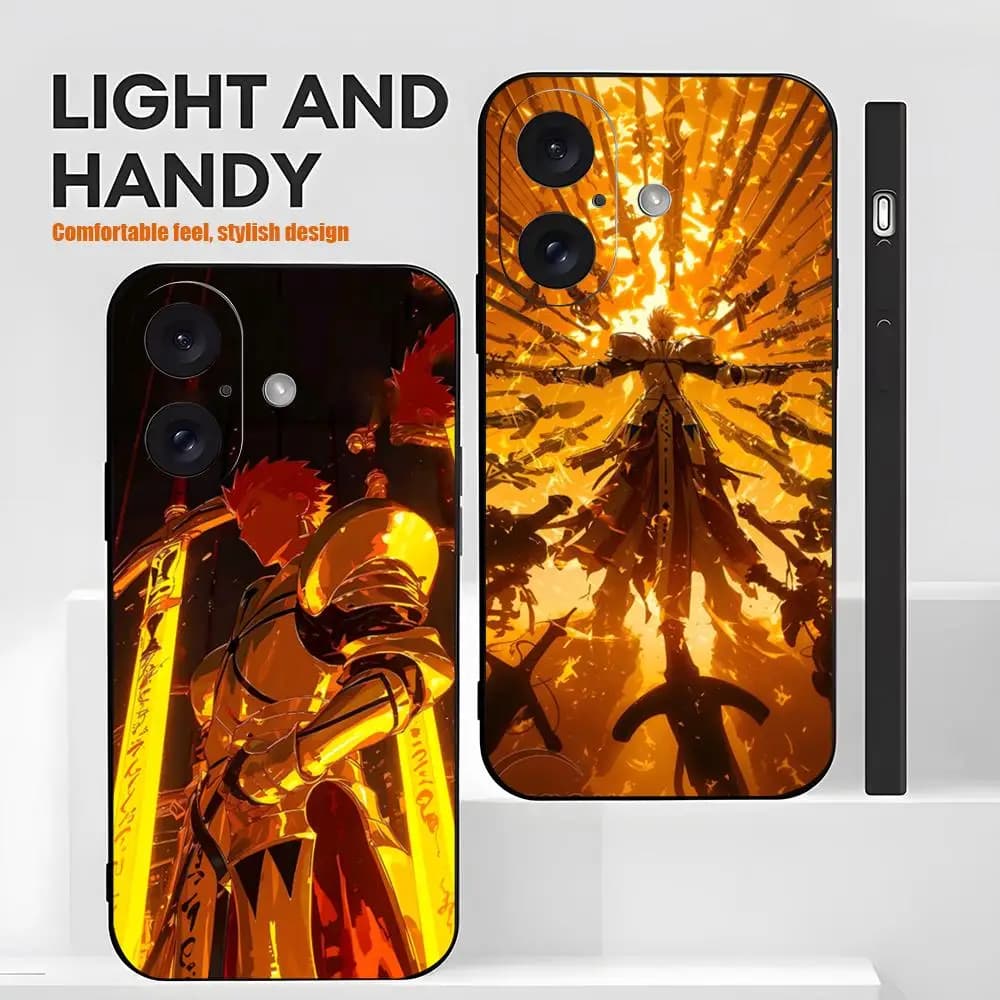 Cool GILGAMESH Fate Anime Phone Case For iPhone 17 16 15 14 13 12 X XR XS 8 Plus Mini Pro Max Soft black Shockproof Cover