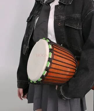 Tamburo africano in pelle di capra Lijiang Yunnan Strumento a percussione professionale per maestro adulto da 8/10/12 pollici