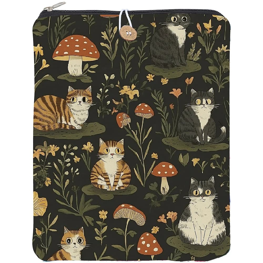 1pc Polyester Book Cover Notebook Wraps with Button Rectangle Cat Shape 290x240mm