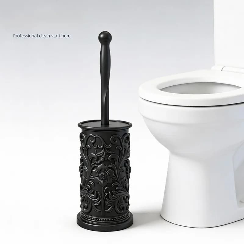 Retro Relief European American Toilet Brush Set with Base Floor Standing No Dead Corner Cleaner Household Bathroom