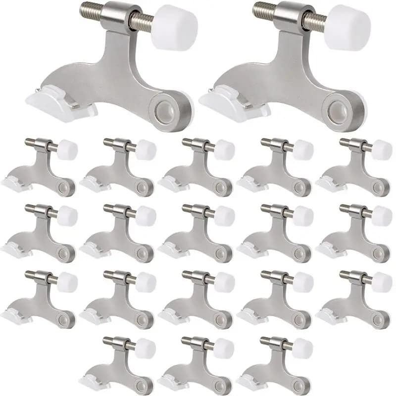 ABNM 20Pack Hinge Pin Door Stops Satin Brushed Door Stopper Adjustable Heavy Duty Hinge Door Stopper With Rubber Bumper Tips