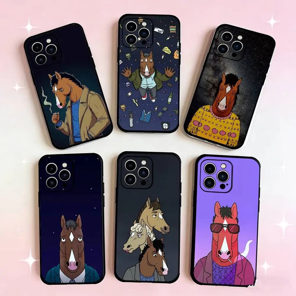 Custodia per telefono Cartoon BoJack Horseman per iPhone 17/16/15/13/14 Pro Max/11 Plus/X/Xr/Xs Max/12 mini