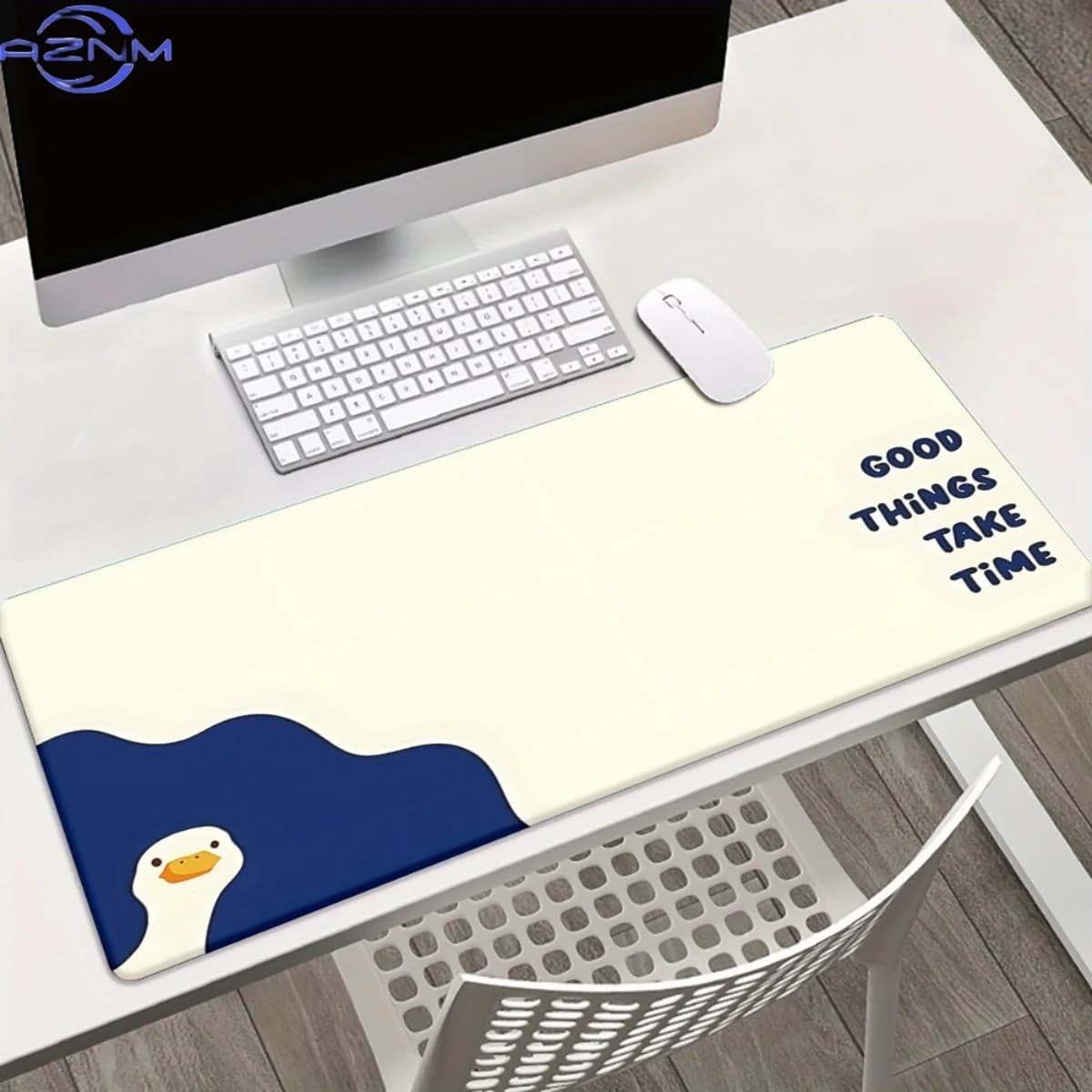 1pc Extra Large XXL Desk Mat - Large Gaming & Office Mouse Pad with "Good Things Take Time" Motivational Quote, Non-Slip Base, B