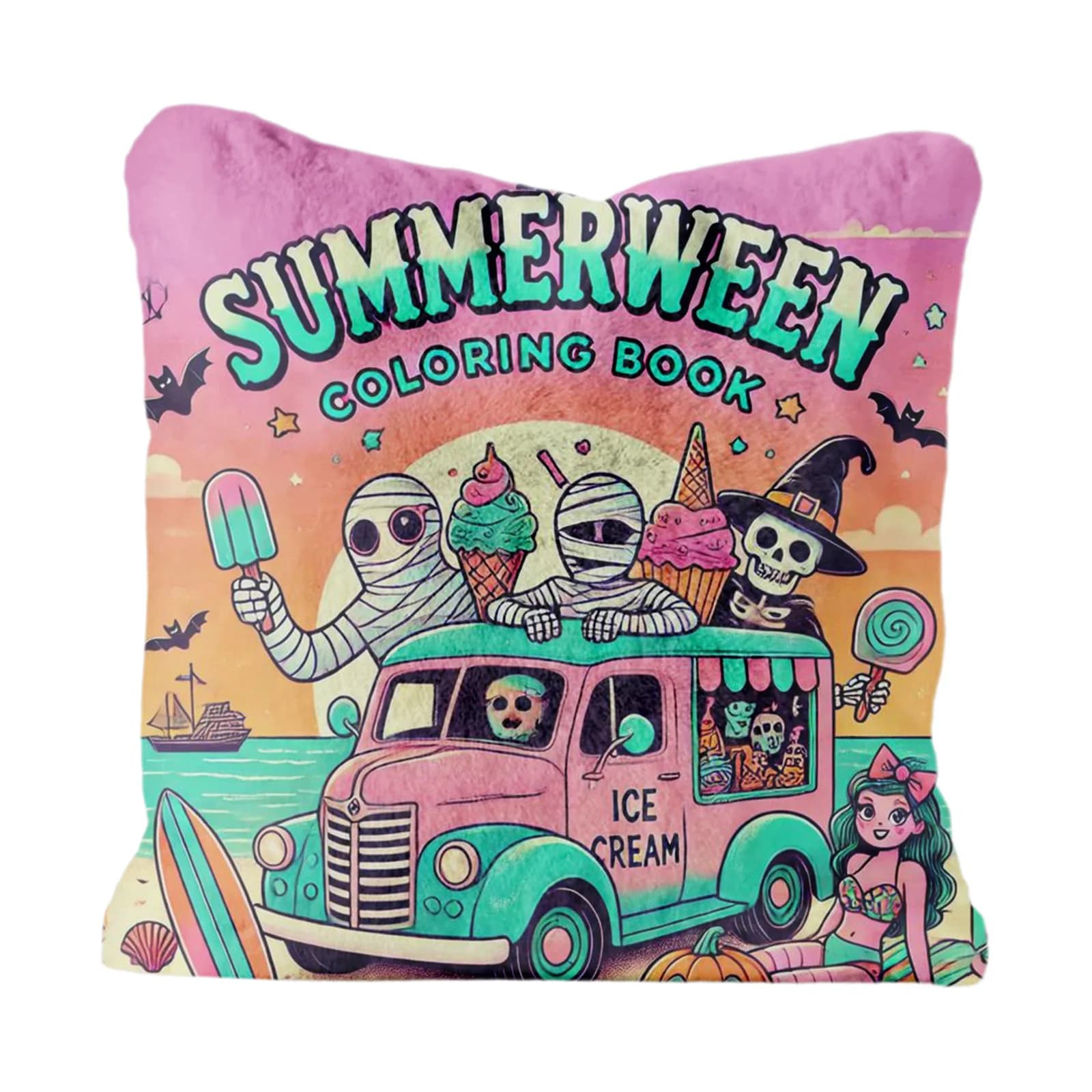 Novelty Halloween Theme Printed Throw Cushion for Chair Sofa Bedroom Living Room Home Holiday Party Decoration