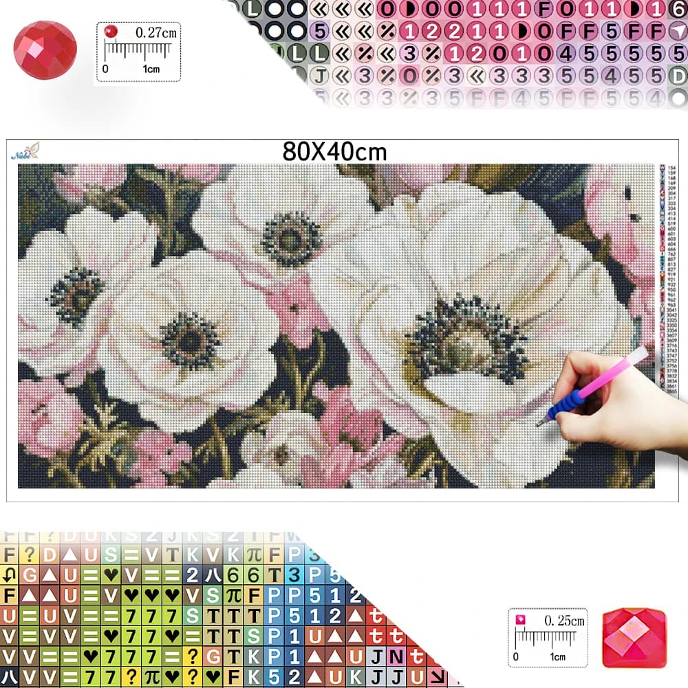 5D Pink flowers Diamond Painting,Embroidery Cross Stitch Kits Large Full square or round Canvas DIY Diamond for Home Decoration