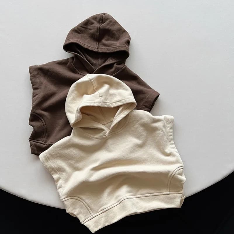 2025 New Korean Style Hooded Sweatshirt Vest for Children Spring Autumn Kids Wear, Unique Vest for Boys and Girls