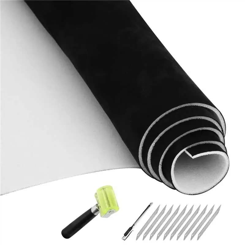 Materiale in Camoscio Nero per Rivestimento Interno con Supporto in Schiuma 122x60 Pollici per Kit di Restauro Interni Auto, Camion, SUV, Camper, Include Rullo