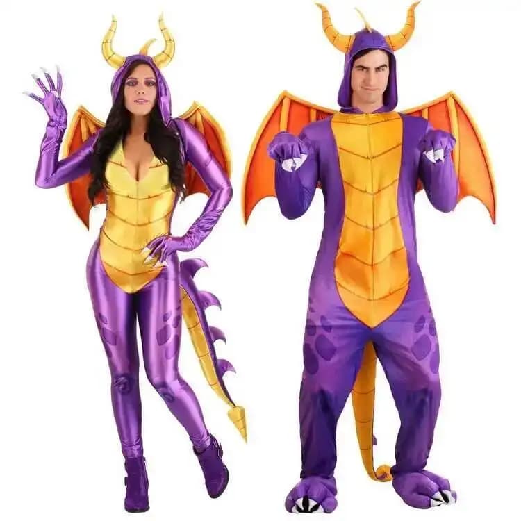 Costume cosplay per adulti di carnevale di Pasqua di Halloween per donne Pterosauri magici Dinosauro Cosplay Mostro coppie vestono costume