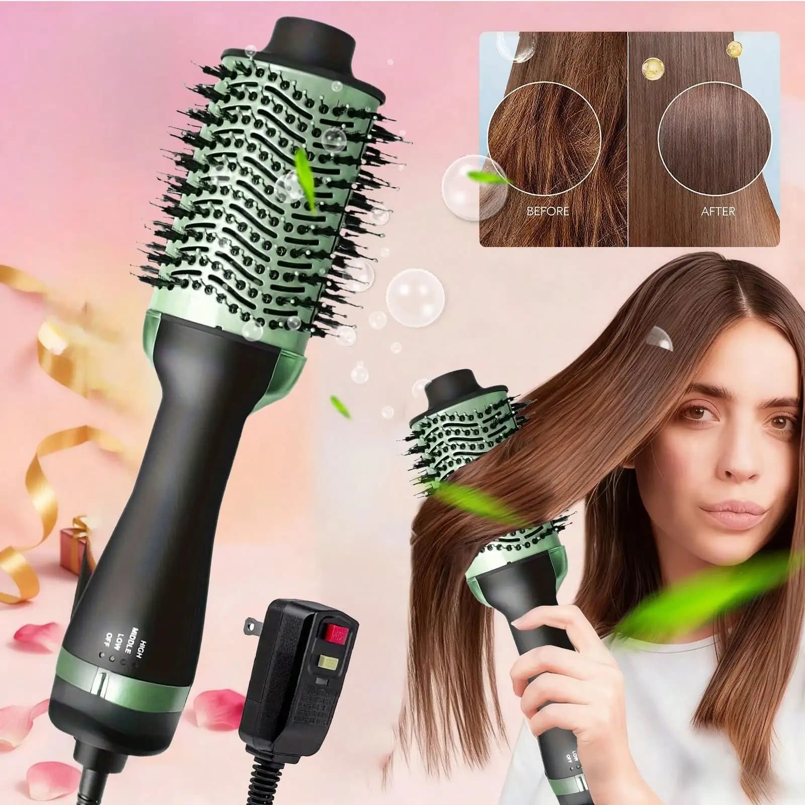 Spazzola Asciugacapelli 4 in 1 Aggiornata con Ioni Negativi e Aria Calda per Styling e Volumizzazione