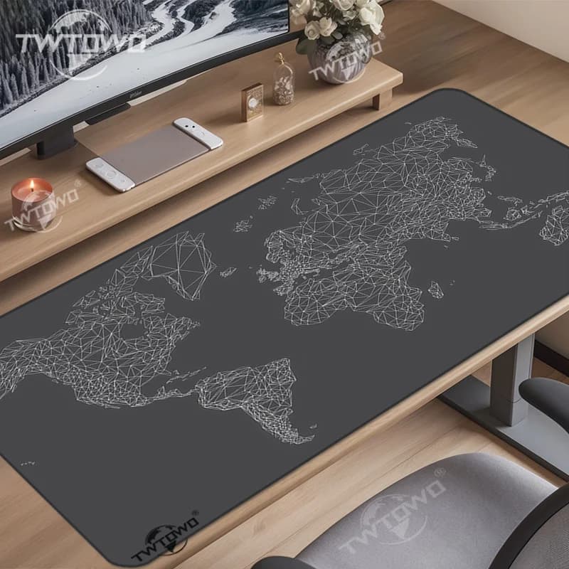 Tappetino per mouse Geometric World Map Gamer XL Nuovo tappetino per mouse personalizzato HD XXL Tappetino per mouse morbido antiscivolo per laptop da gioco