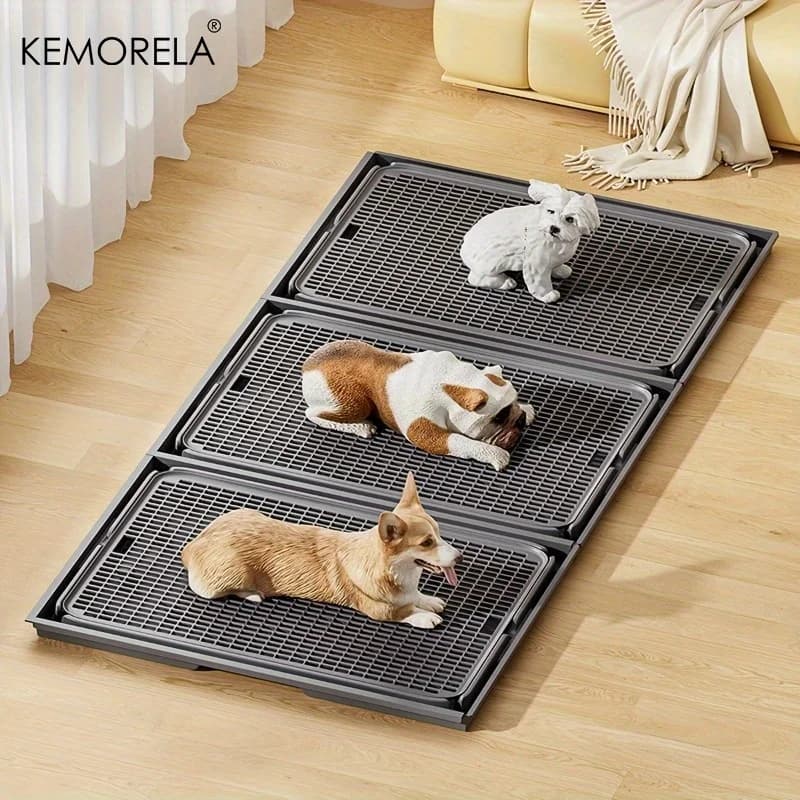 KEMORELA Vassoio vasino per cani 2 in 1 e tappetino per lettiera per gatti, antiscivolo, impermeabile, morbido, con motivo a griglia per una facile pulizia